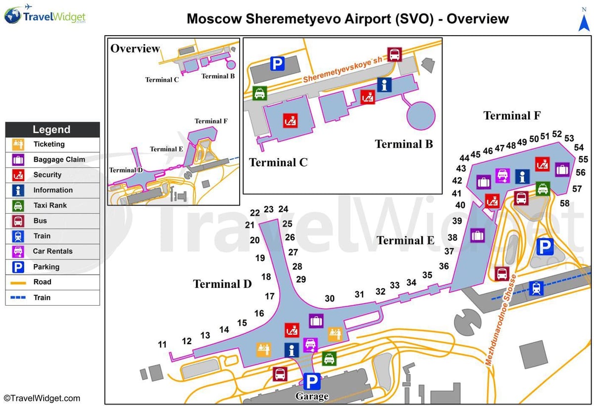 Московска аеродрома Шереметьево карта