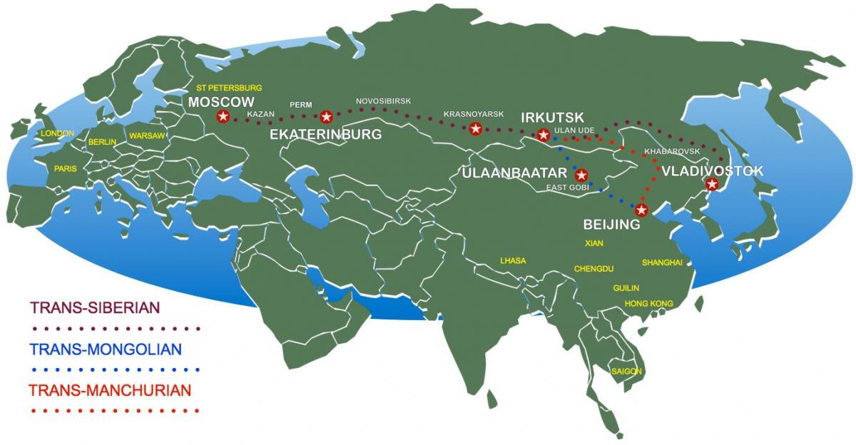 Пекинг и Москва воз руту на мапи