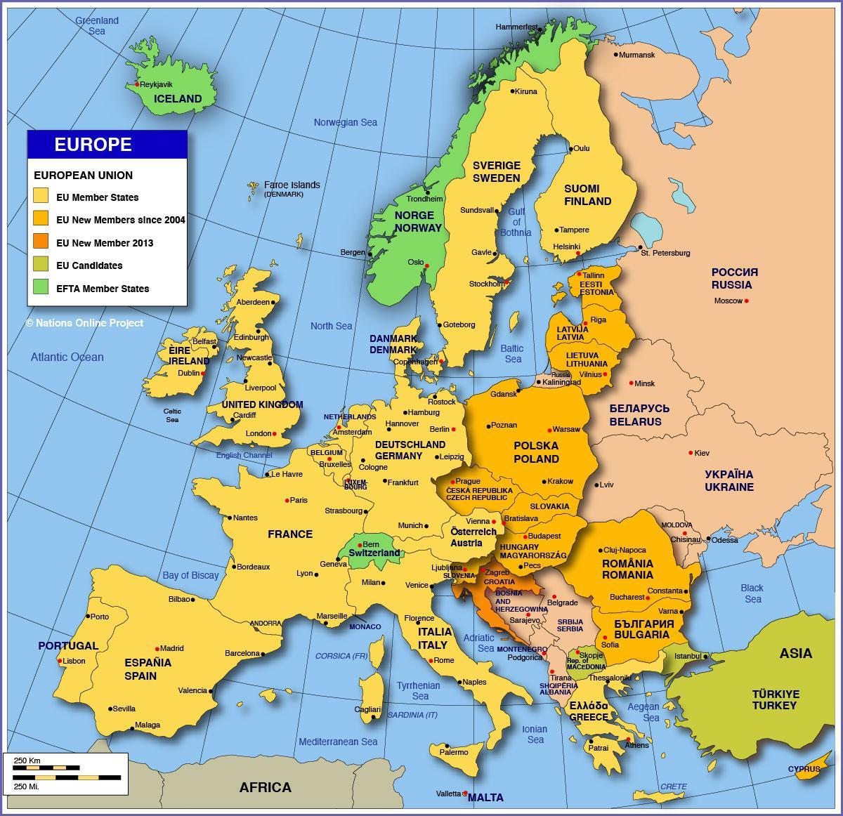 Москва на мапи Европе